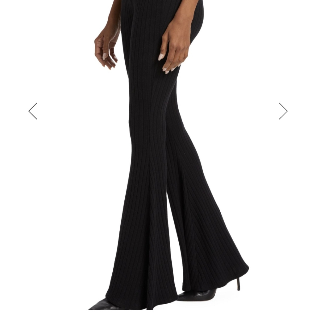 L'agence Kiki Elegant Black Flared Women's Rib Knit Flared Pants